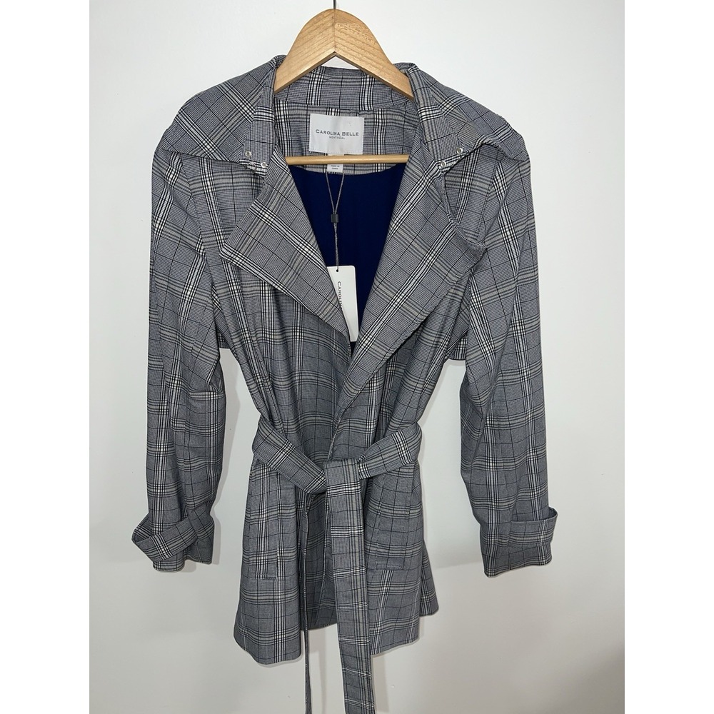 (12/b50)Carolina Belle Montreal Women's Tie Waist Plaid Jacket Coat Small